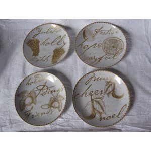 New open box Boston Warehouse‎ Porcelain plate set of 4 Christmas festive #50392